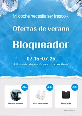 Promoción de descuento en accesorios para coche Blue Simple