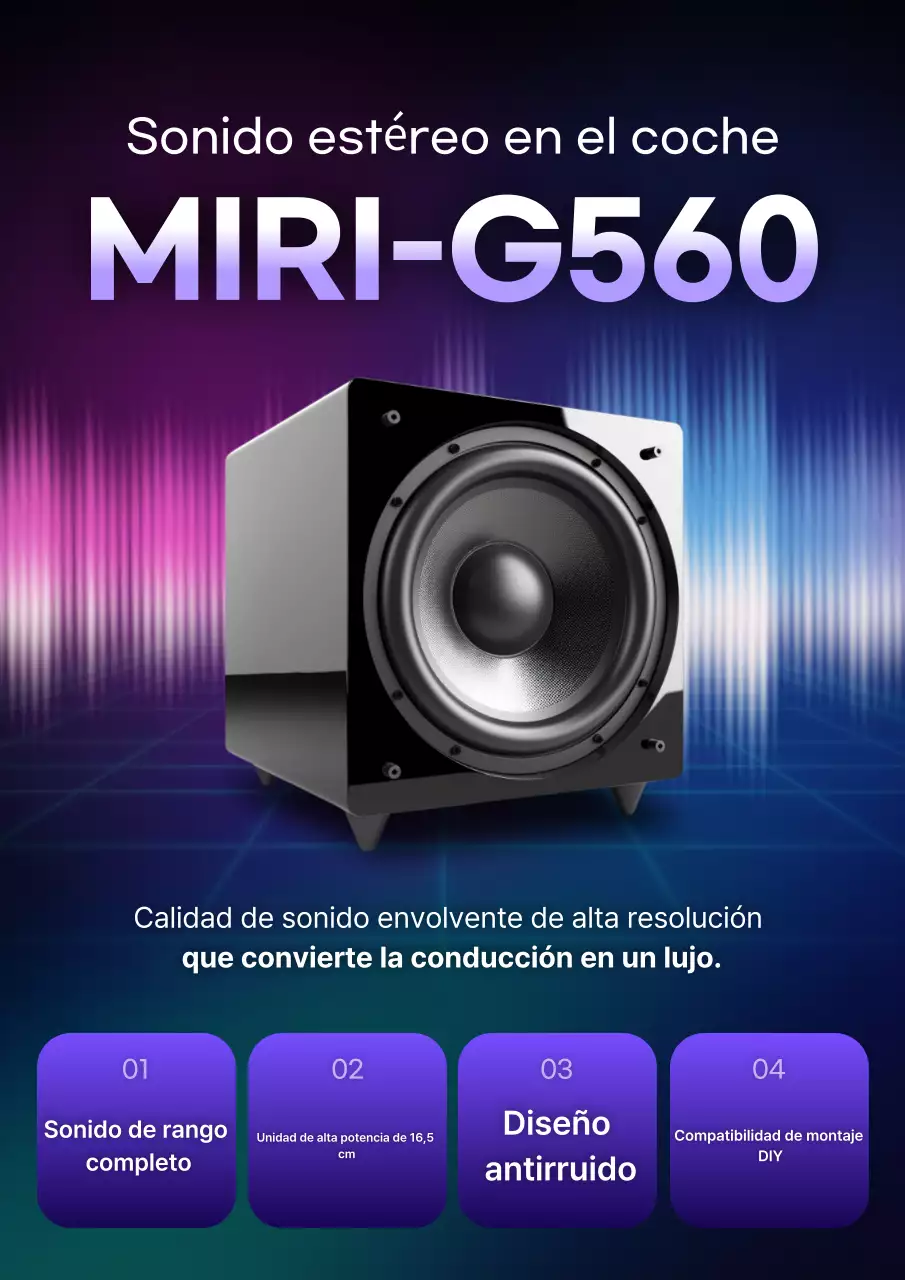 Anuncio del altavoz moderno para coche Bora