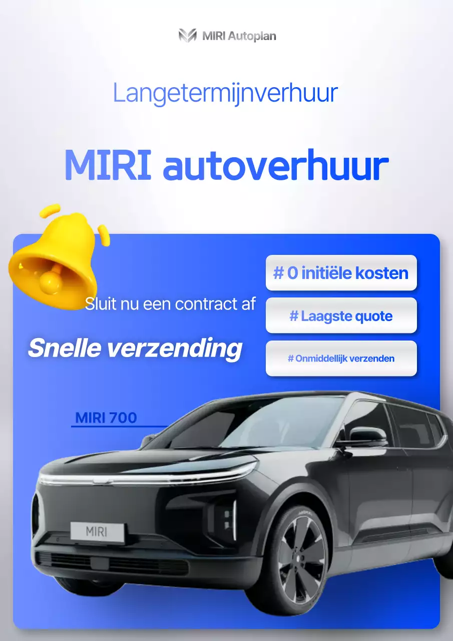 Blauwe moderne auto-advertentie