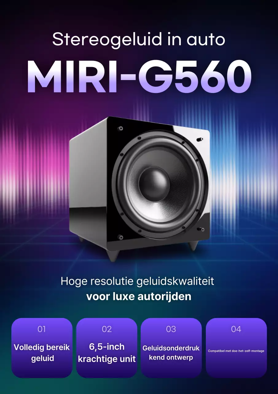 Advertentie voor moderne Bora-autoluidspreker