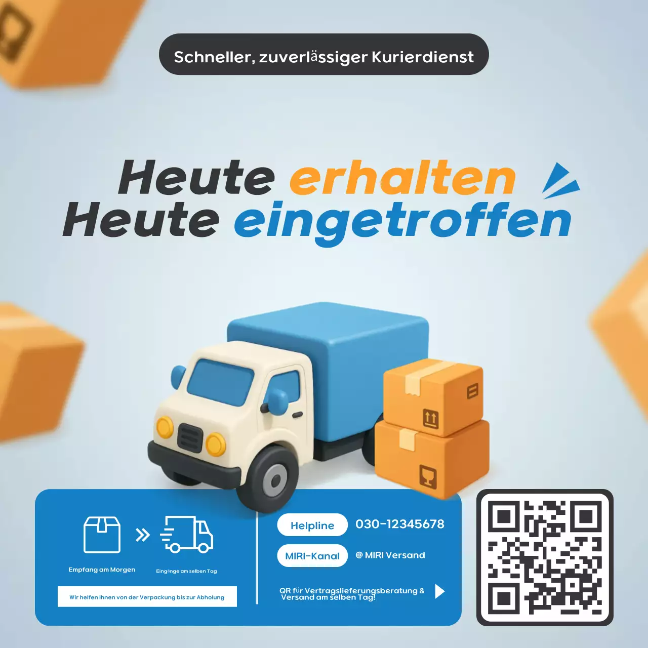 Himmelblaue moderne Kurierdienst-Werbung