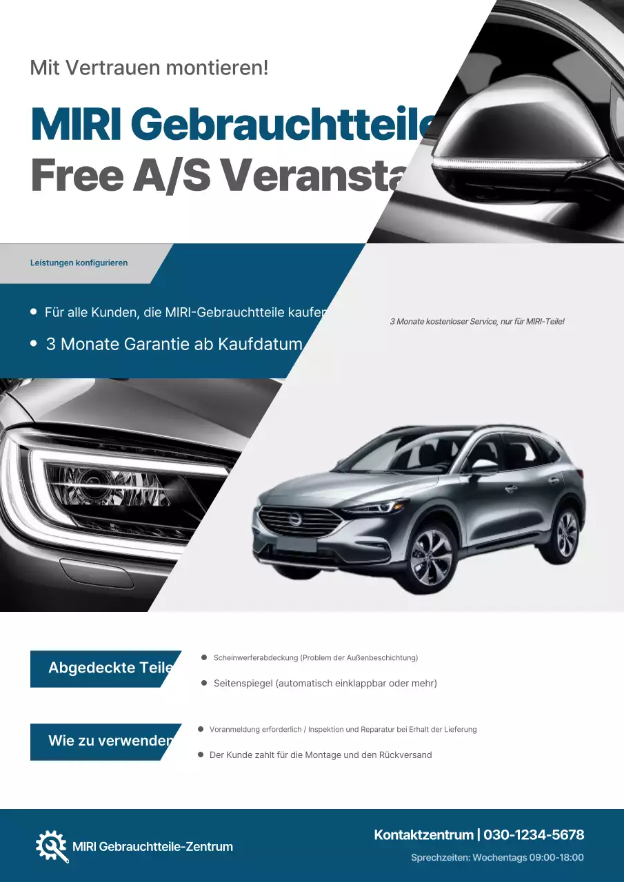 Blaues modernes Auto-Event