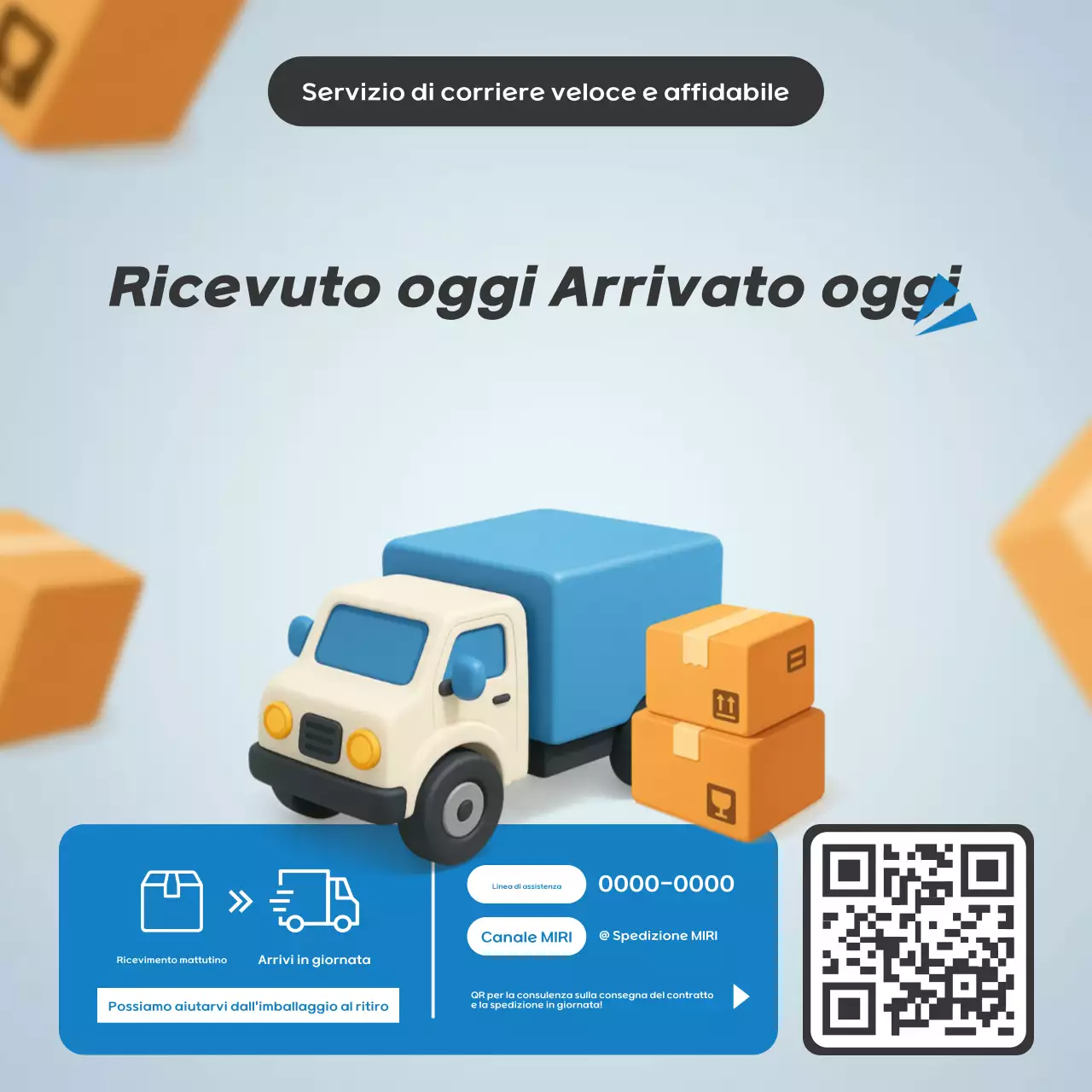 Pubblicità del servizio di corriere moderno Sky Blue