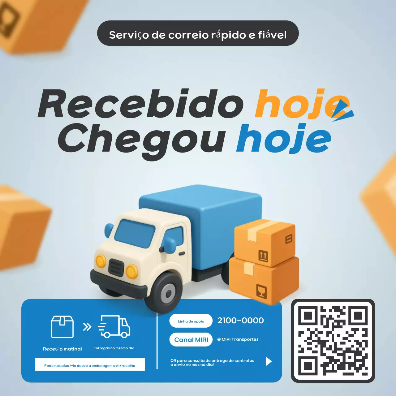 Anúncio do serviço de entrega moderno em azul celeste