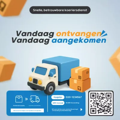 Hemelsblauwe moderne koeriersdienstadvertentie