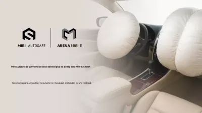 Anuncio de seguridad de un automóvil moderno de color beige