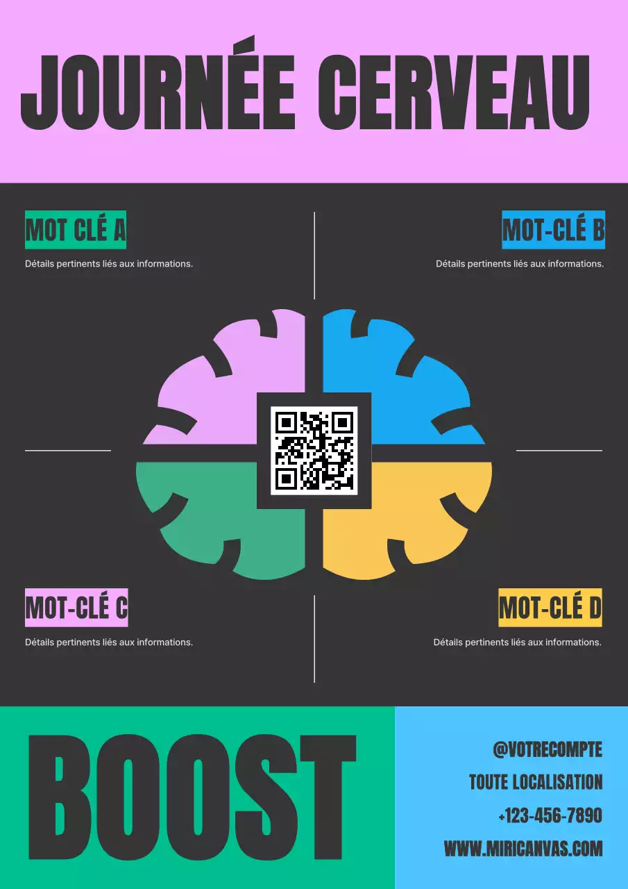 Affiche du guide de la Journée mondiale du cerveau moderne et rose