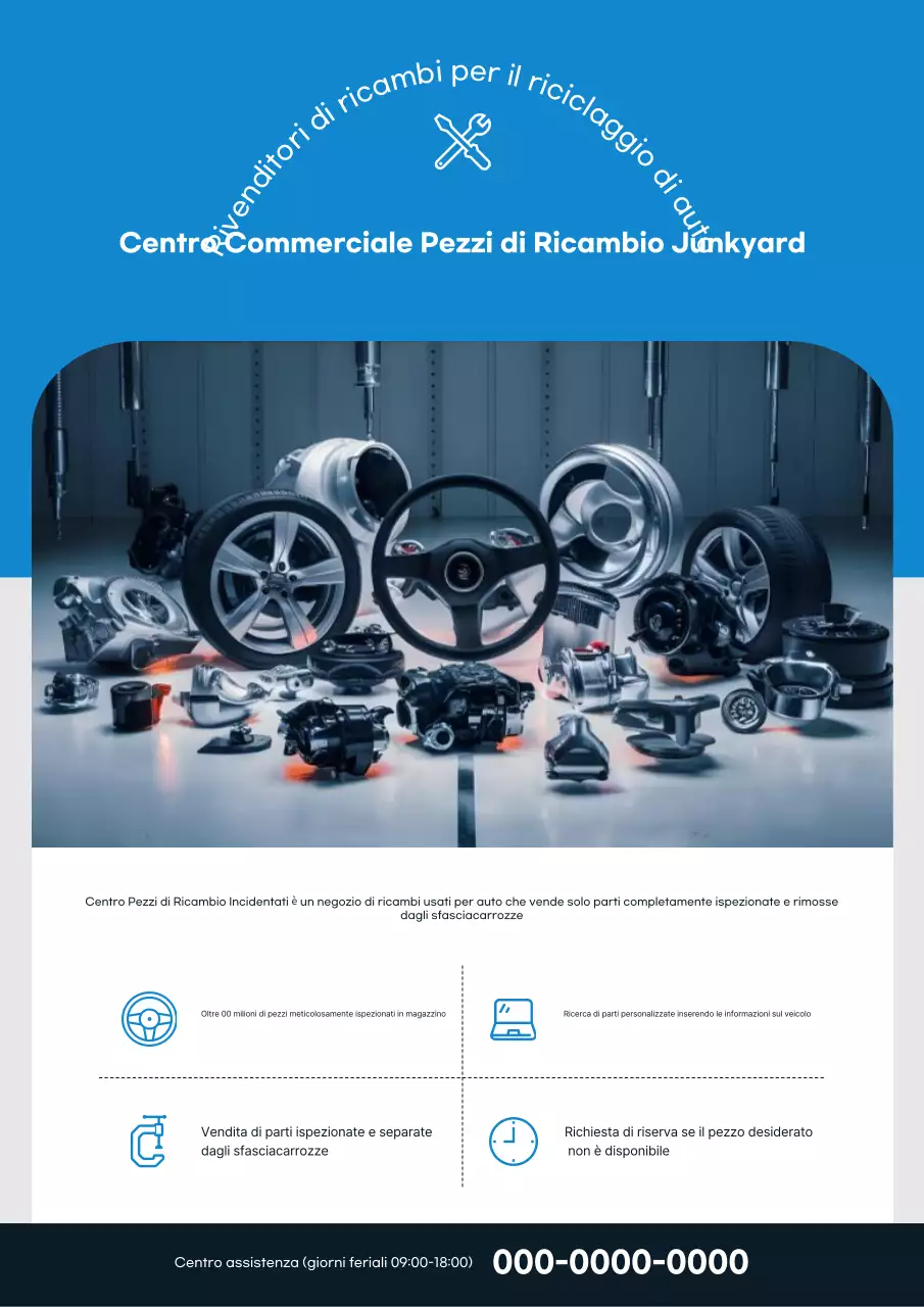 Annuncio di ricambi auto usati moderni blu