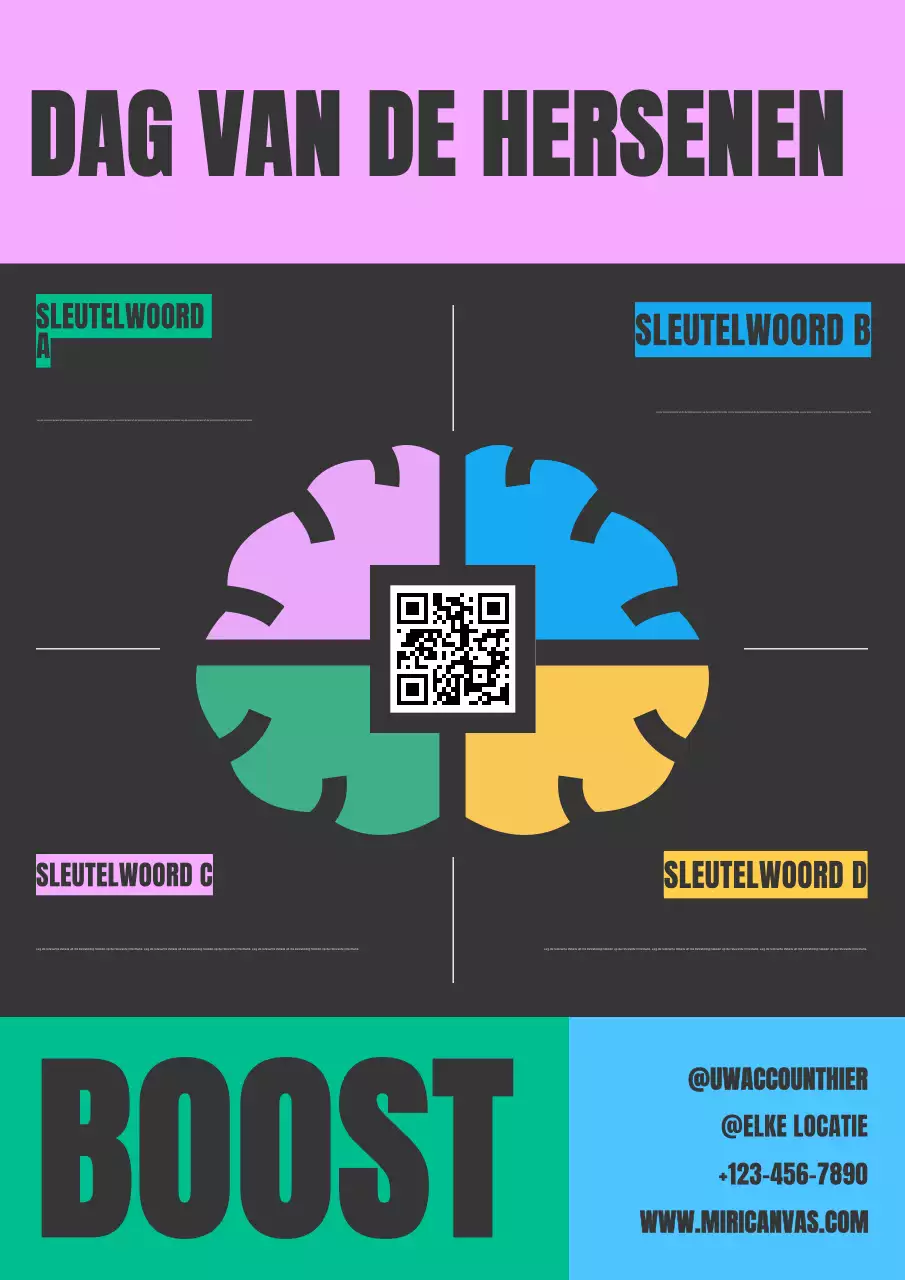 Roze moderne Wereld Hersen Dag gidsposter