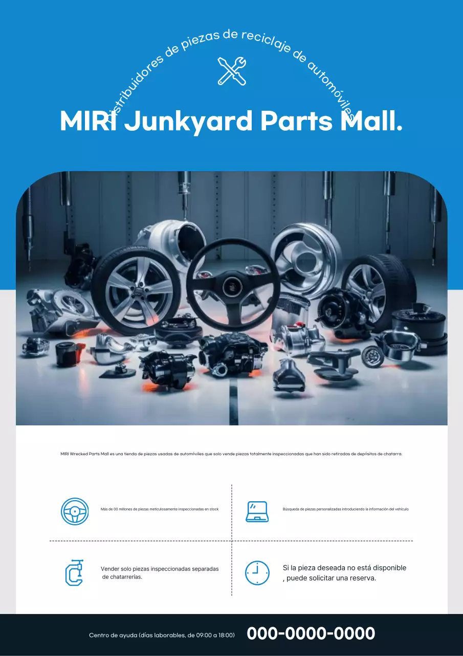 Anuncio de piezas de coches usados ​​de Blue Modern