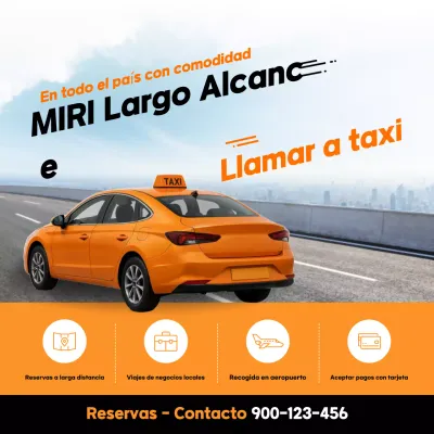 Anuncio de taxi moderno de larga distancia de color naranja