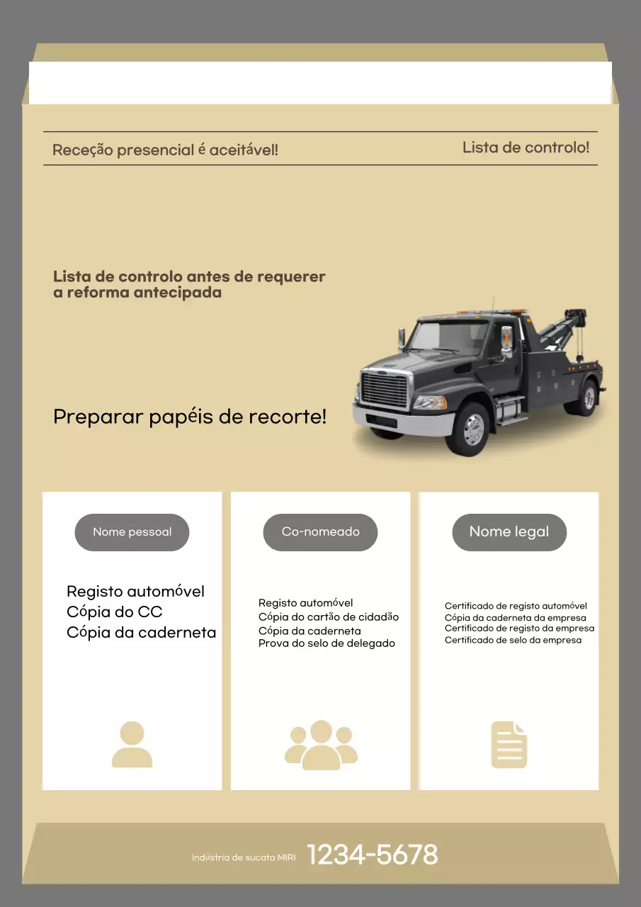 Guia de sucata de carro simples bege