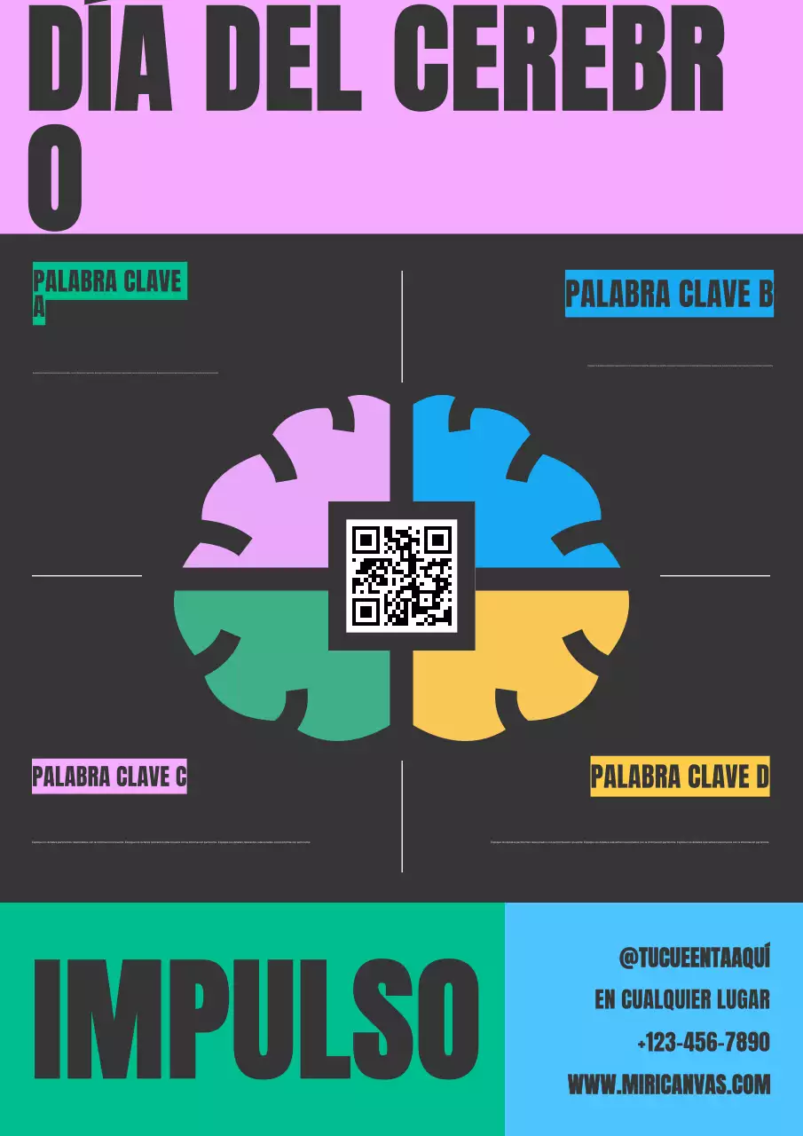 Póster rosa moderno con la guía del Día Mundial del Cerebro