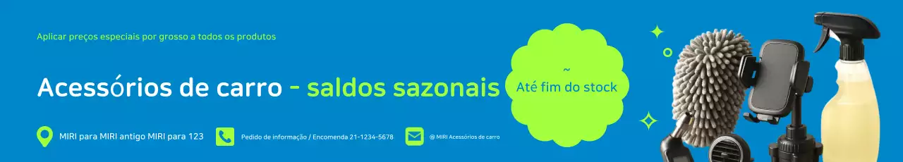 Promoção de acessórios para carros modernos azuis