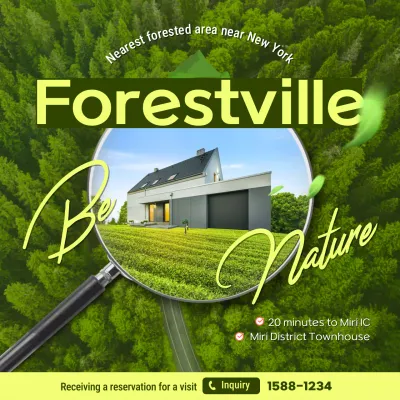 Posting Media Sosial Promosi Properti Modern Hijau