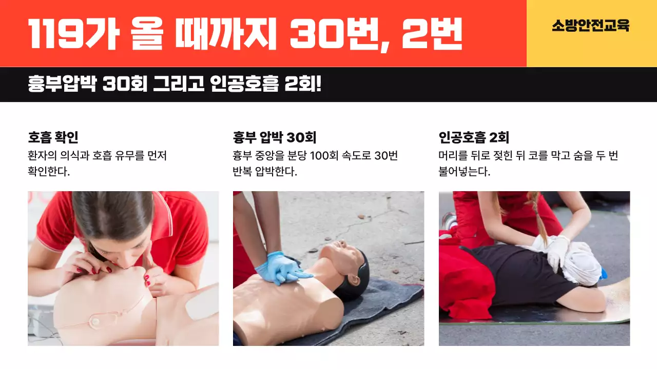 빨강과 노랑의 아기자기한 소방 안전 교육자료