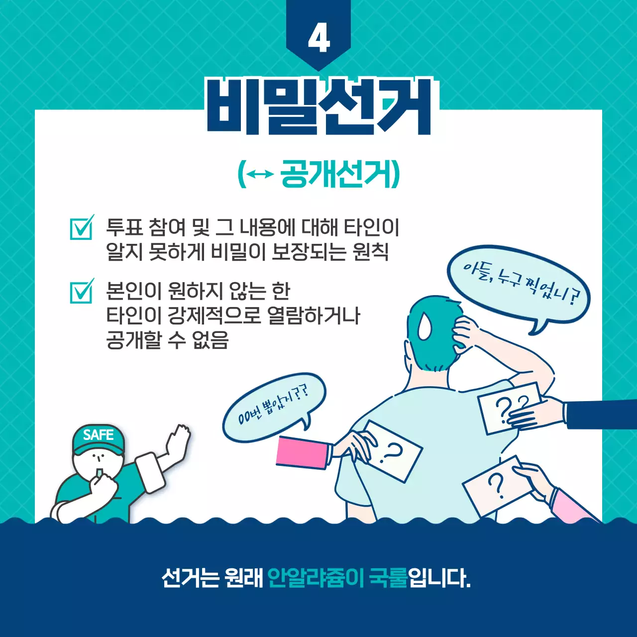 청록색과 남색의 일러스트 선거원칙 정보 제공