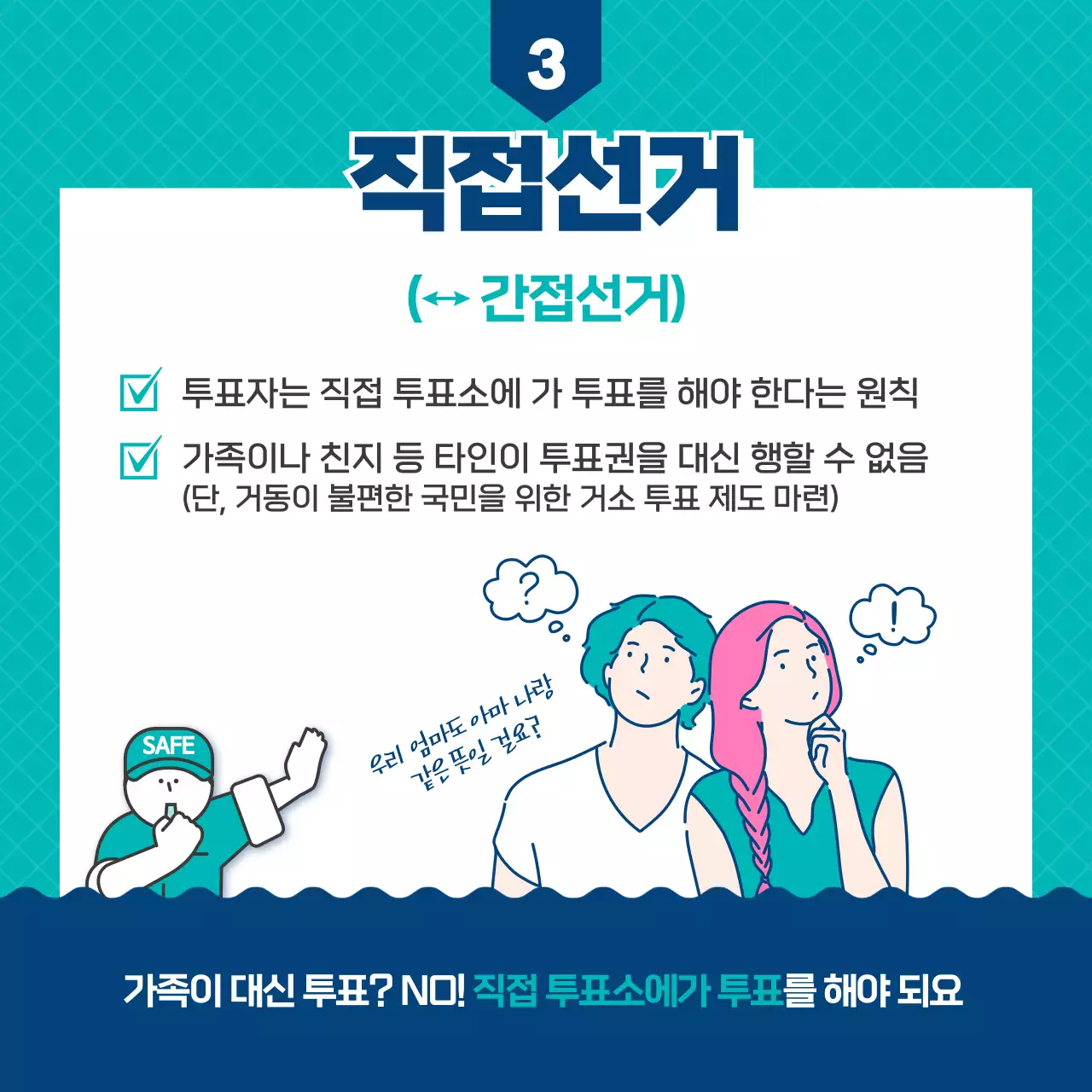 청록색과 남색의 일러스트 선거원칙 정보 제공
