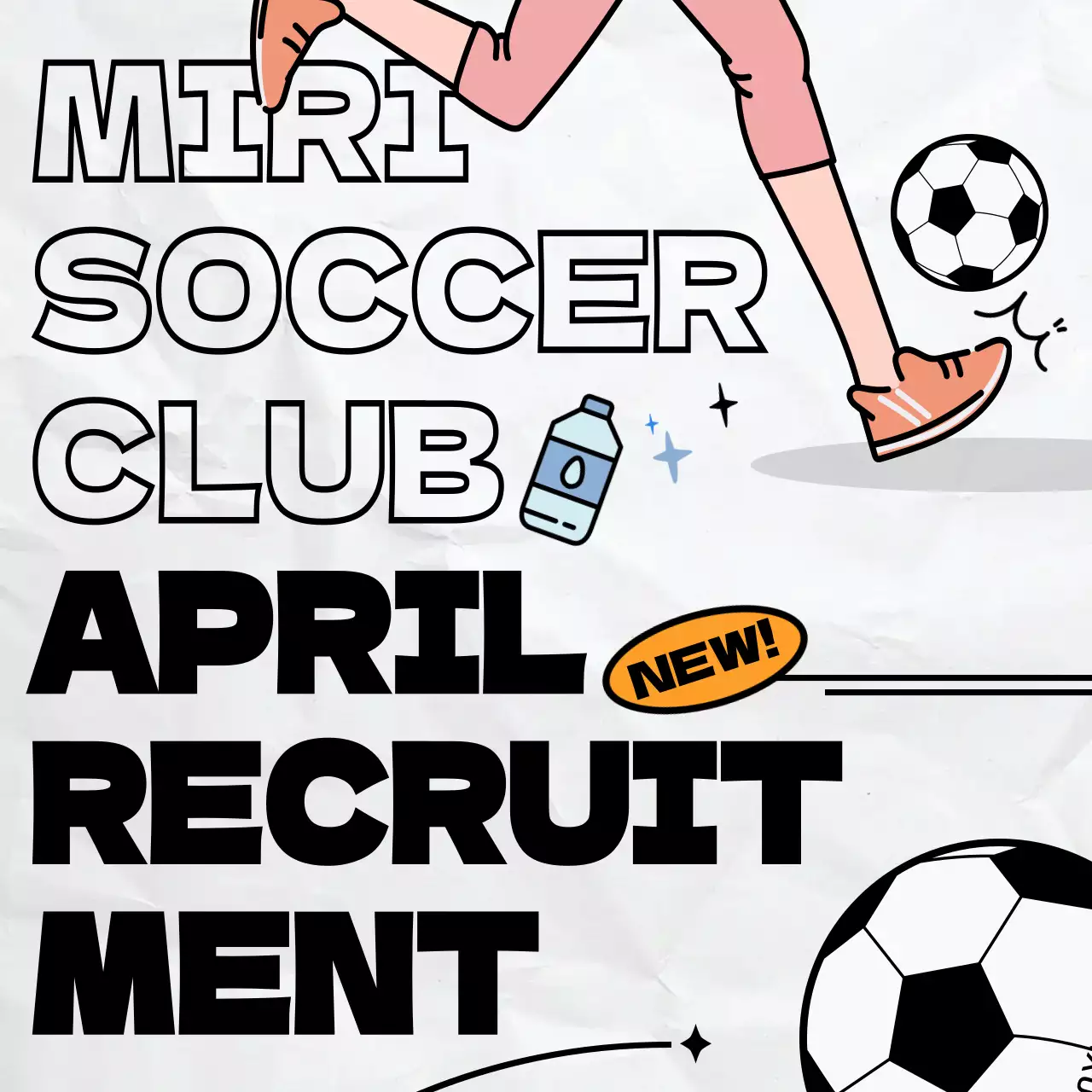 검정과 주황색의 미니멀한 축구클럽 모집 광고