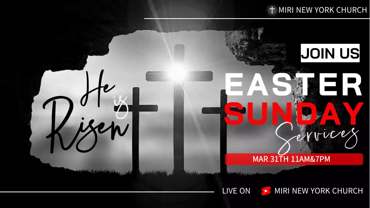 흑백사진 이미지의 부활절 예배 유튜브 썸네일