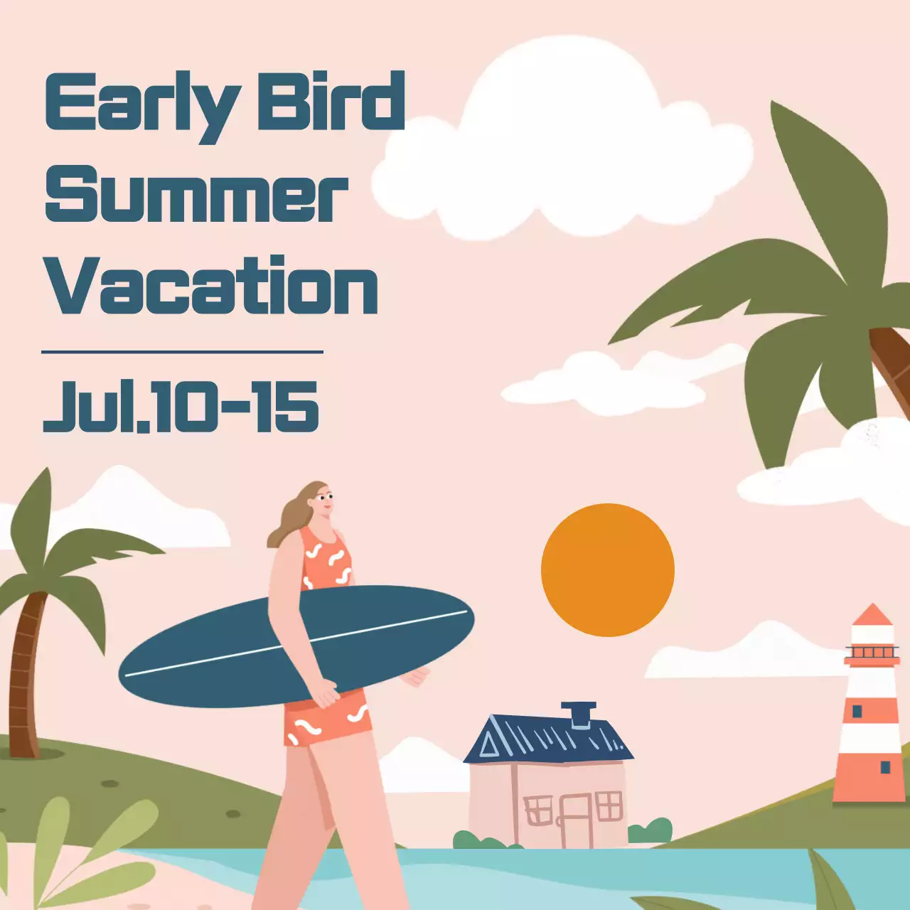 베이지 레트로 휴가 프로모션 소셜 미디어 게시물