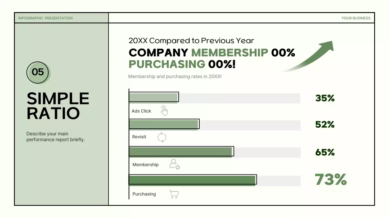Simple shapes in green and beige for a business infographic presentation