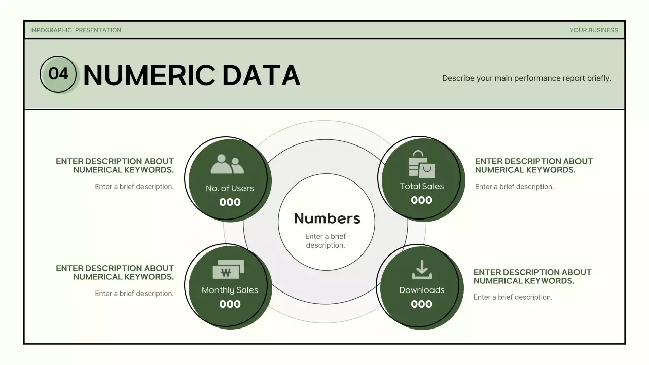 Simple shapes in green and beige for a business infographic presentation