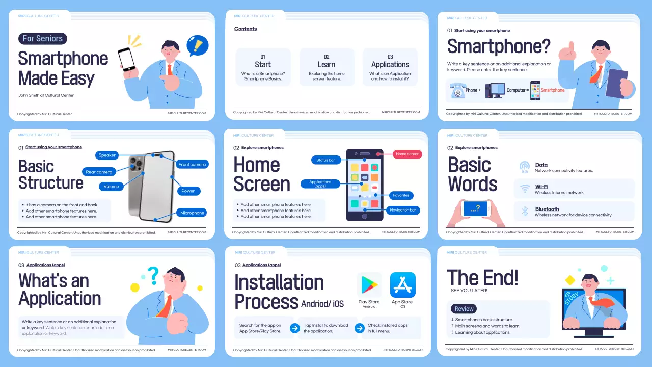 블루 모던 스마트폰 가이드 프레젠테이션