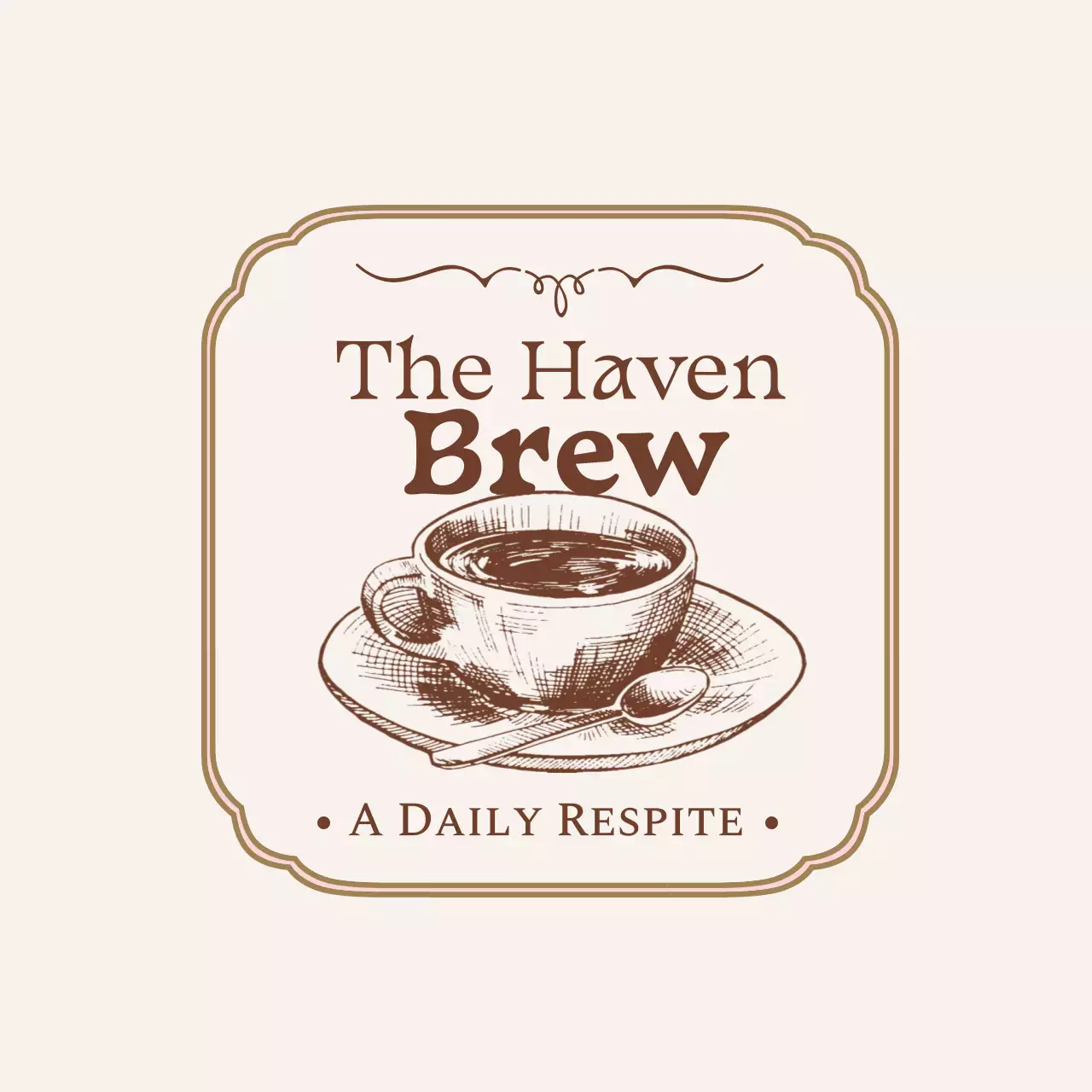アイボリー ビンテージ カフェ ロゴカフェフレーム