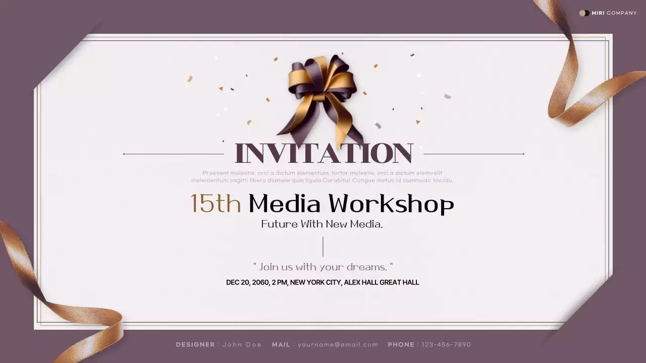Purple Elegant Media Invitation Presentation