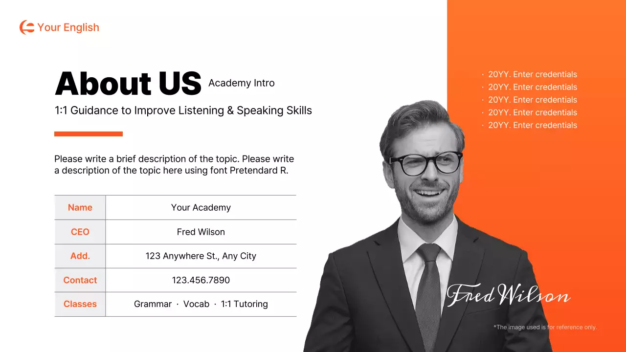 Orange Modern English Academy Promotion Presentation