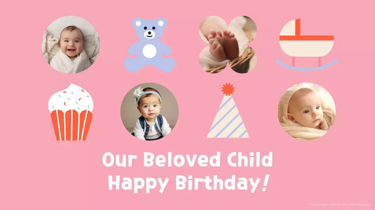 핑크 귀여운 아기 초대장 프레젠테이션