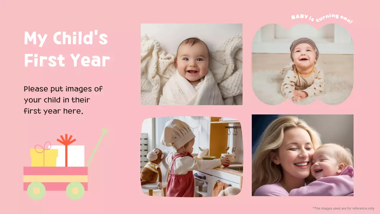 핑크 귀여운 아기 초대장 프레젠테이션