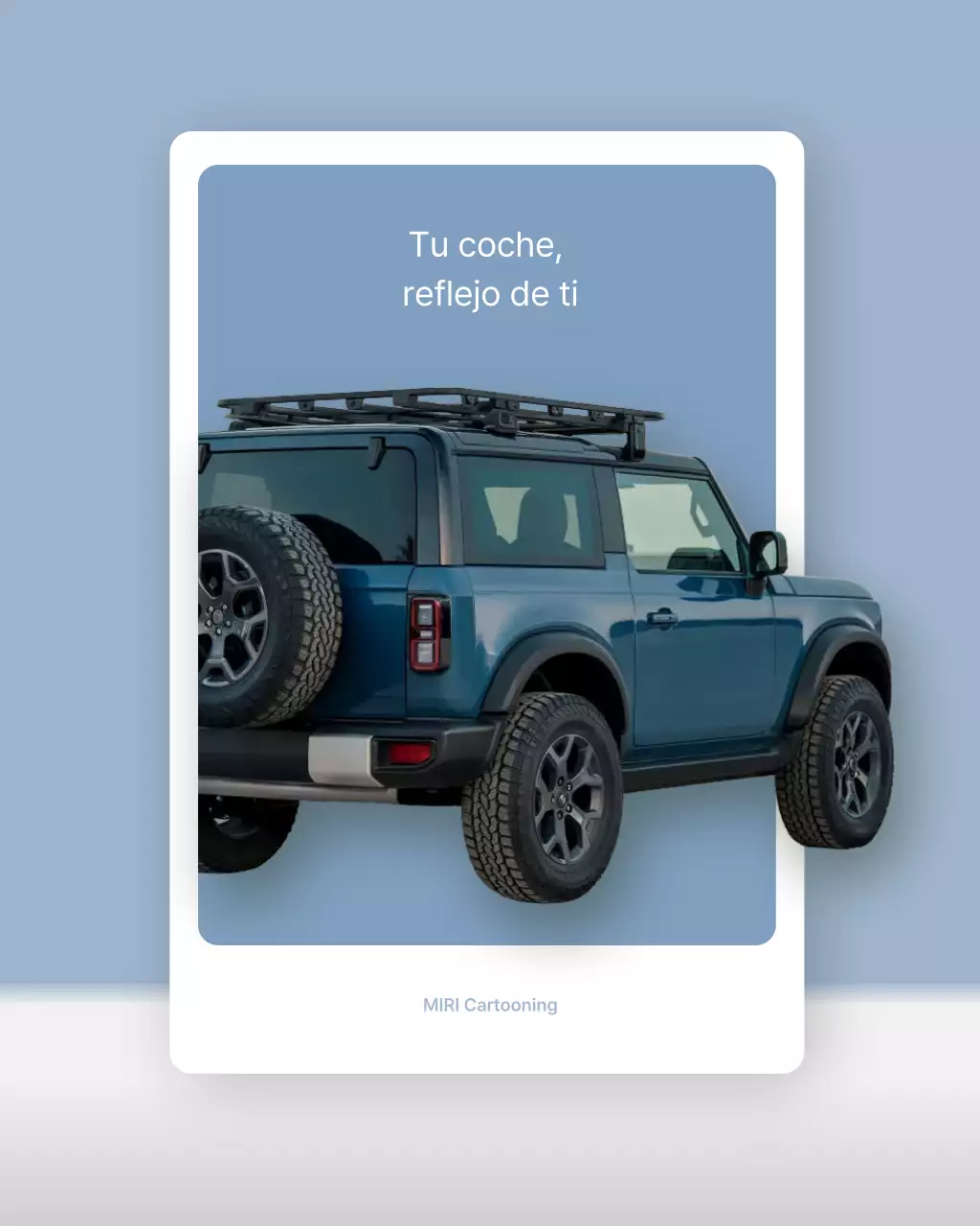 Anuncio de coche moderno de color azul cielo