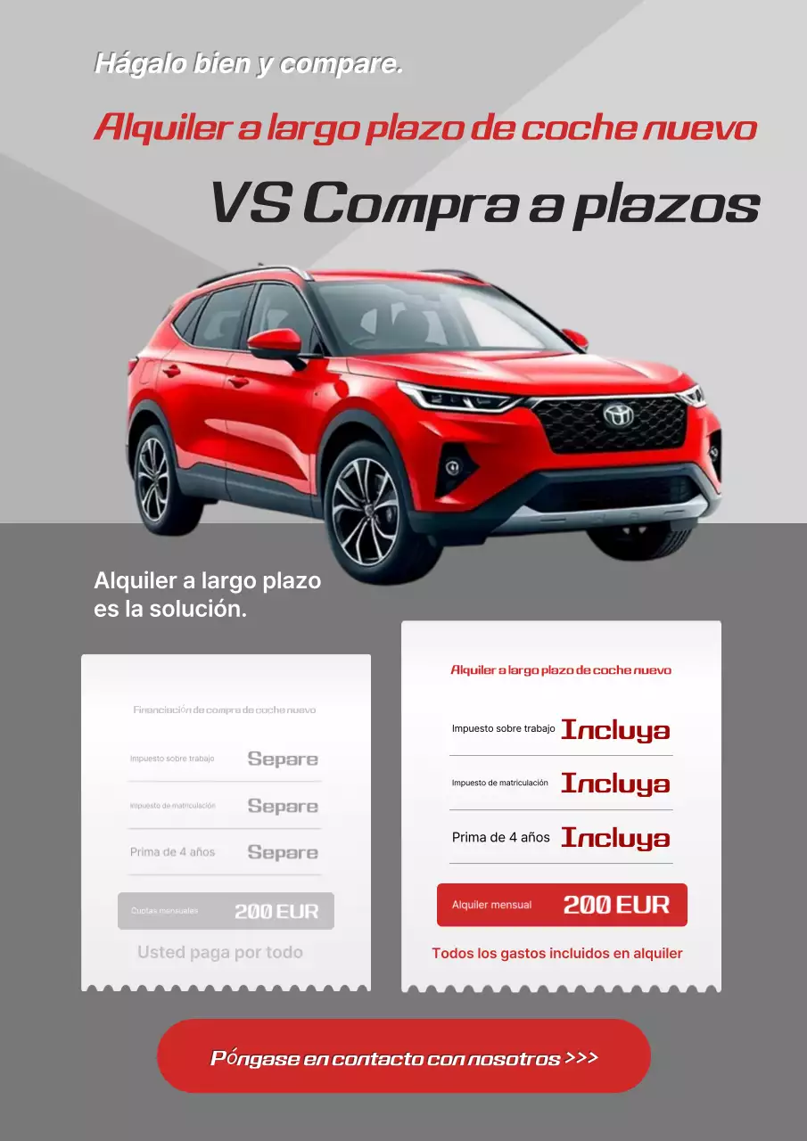 Anuncio de coche moderno rojo