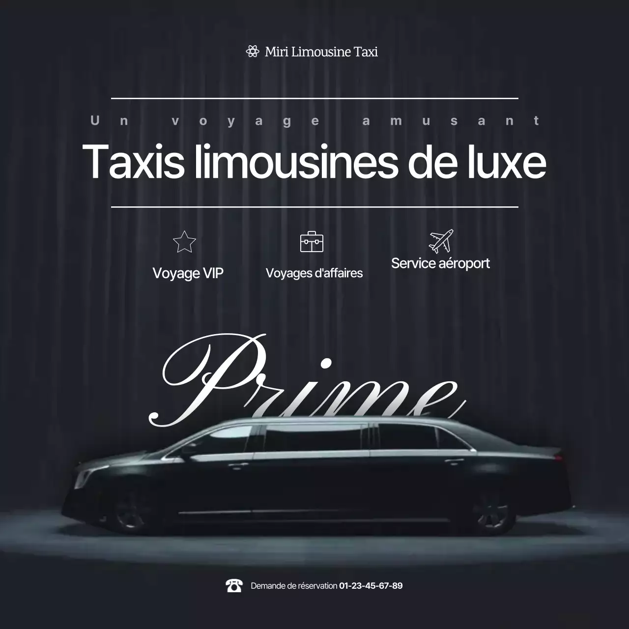 Promotion publicitaire de limousine de luxe noire