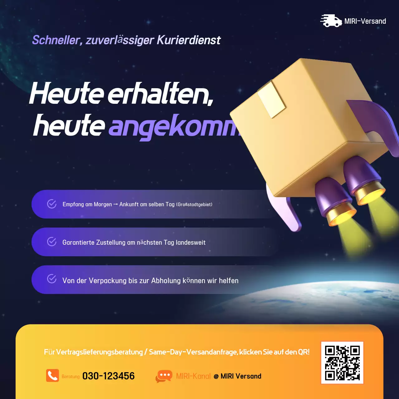 Anzeige des modernen Kurierdienstes Bora