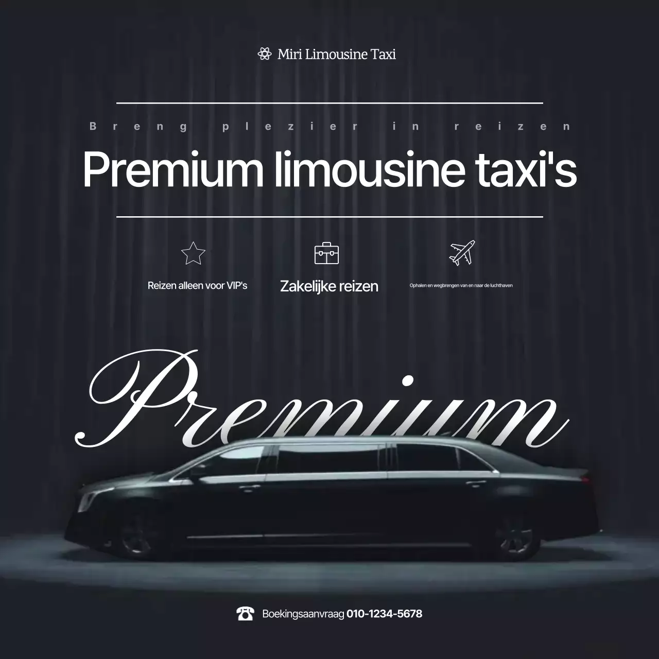 Zwarte luxe limousine reclamepromotie