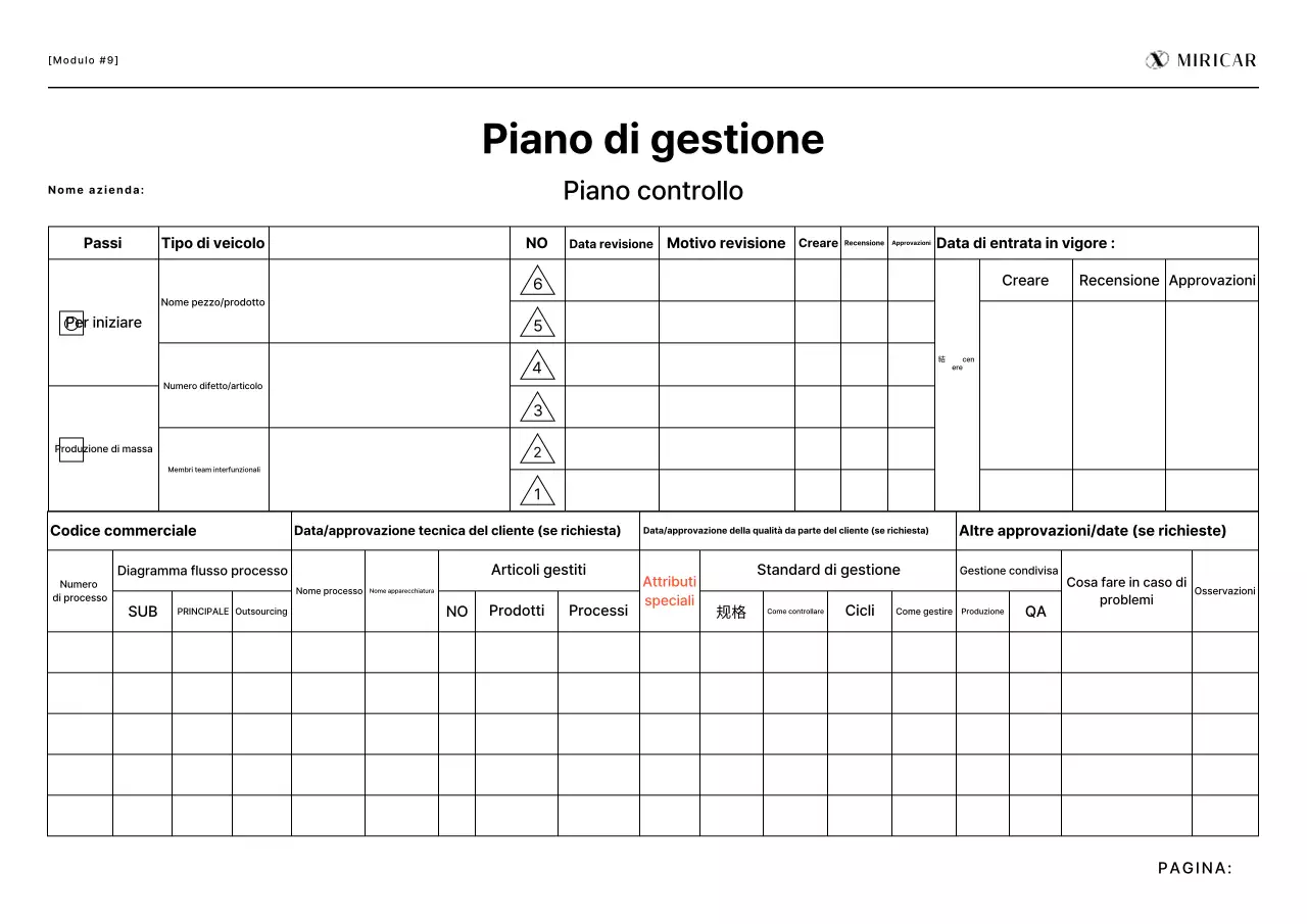 Rapporto di gestione della produzione di freni bianchi puliti