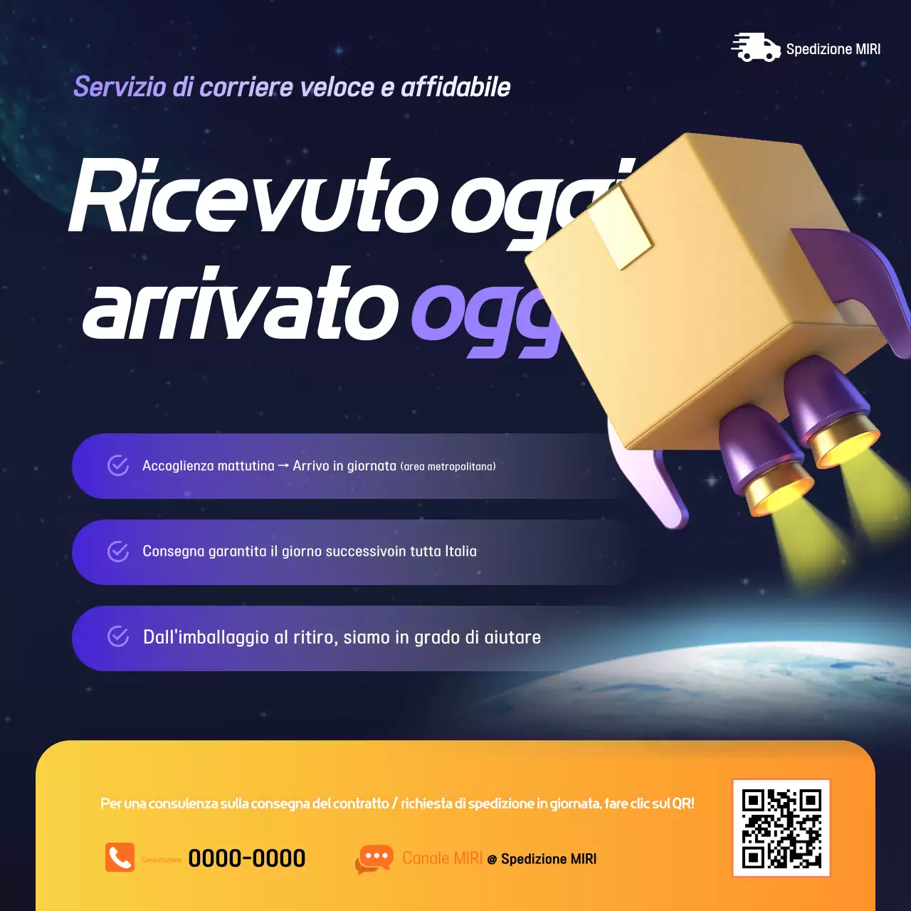 Pubblicità del servizio di corriere Bora Modern