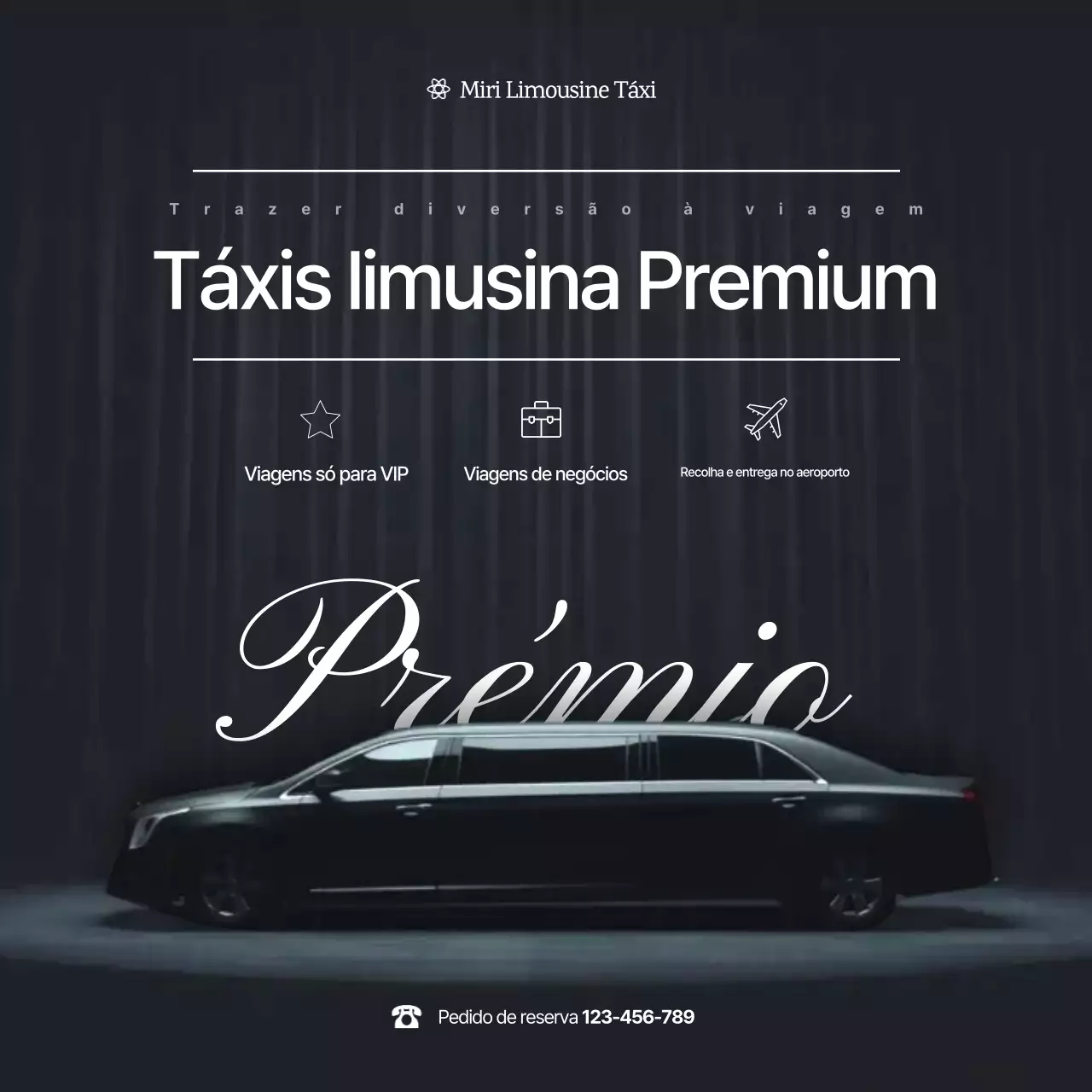 Promoção publicitária de limusine de luxo preta