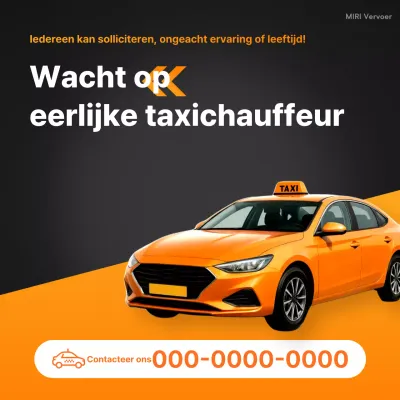 Eenvoudige oranje en zwarte taxichauffeur wervingsadvertentie