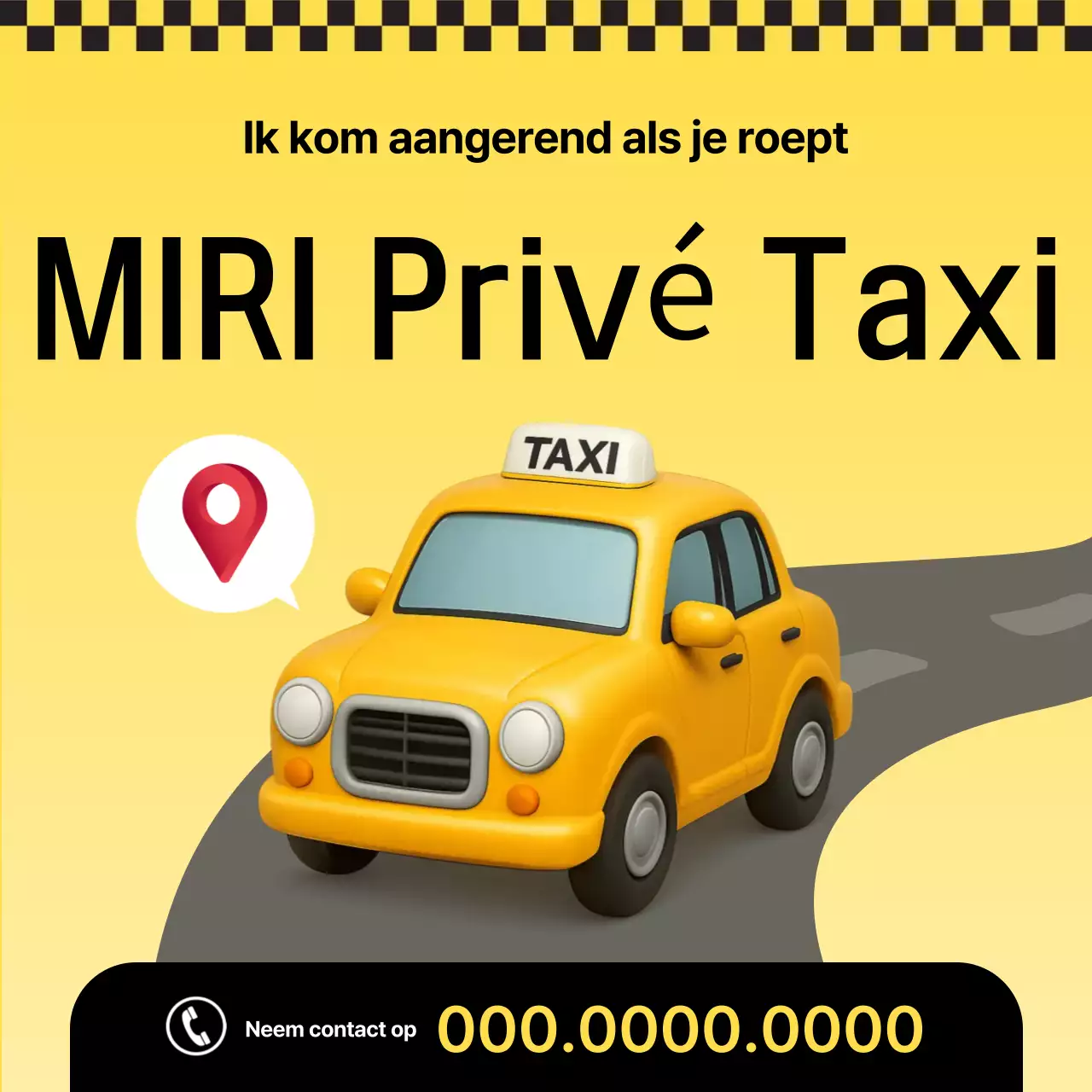 Gele eenvoudige taxi-advertentie