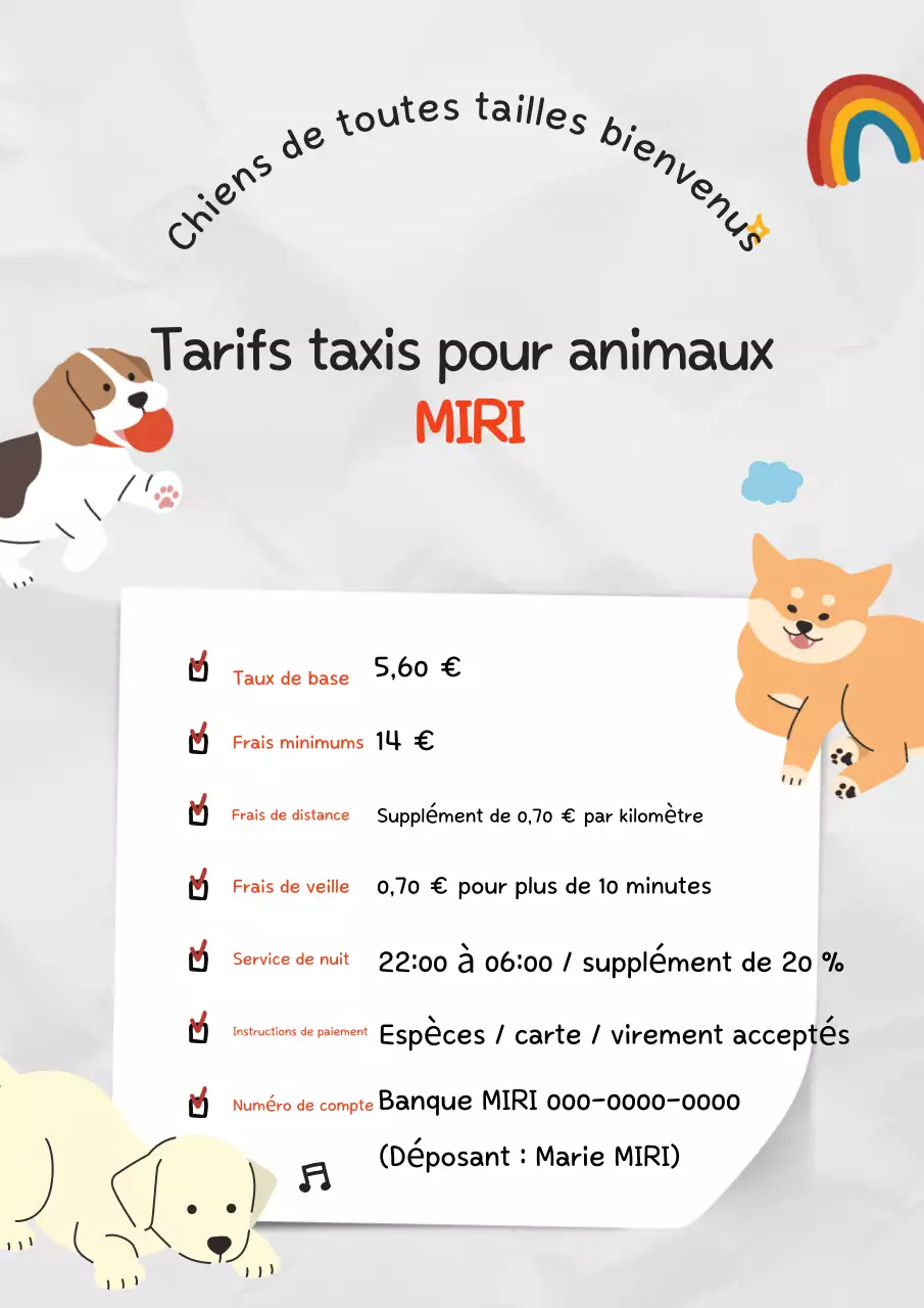 Guide des tarifs des taxis pour animaux de compagnie Gray Baby