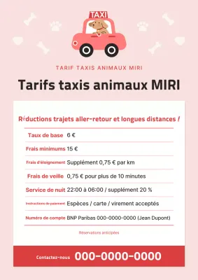 Guide des tarifs des taxis pour animaux de compagnie roses et roses vifs