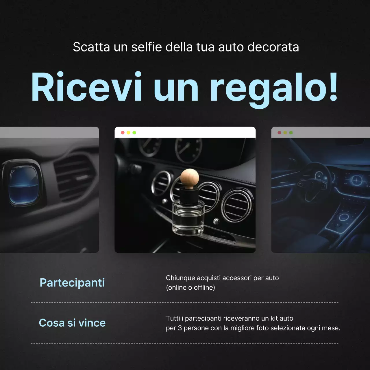 Promozione di accessori per auto moderni neri