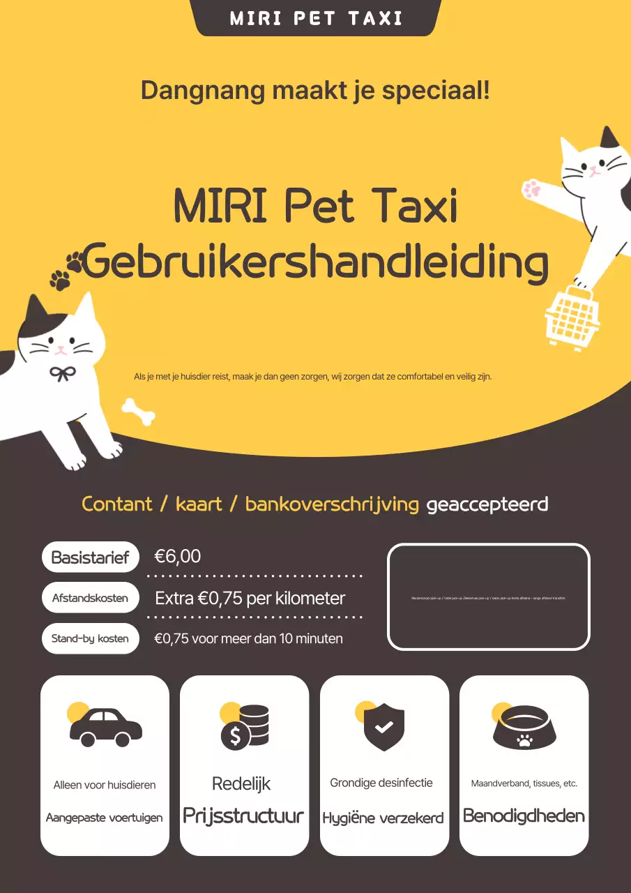 Gele eenvoudige huisdierentaxi-servicegids