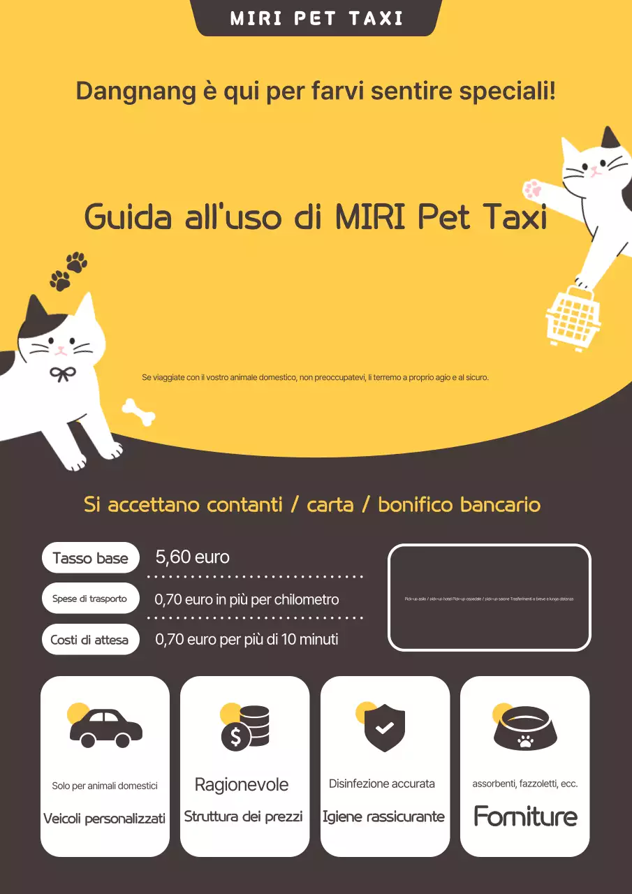Guida al servizio taxi per animali domestici Yellow Simple