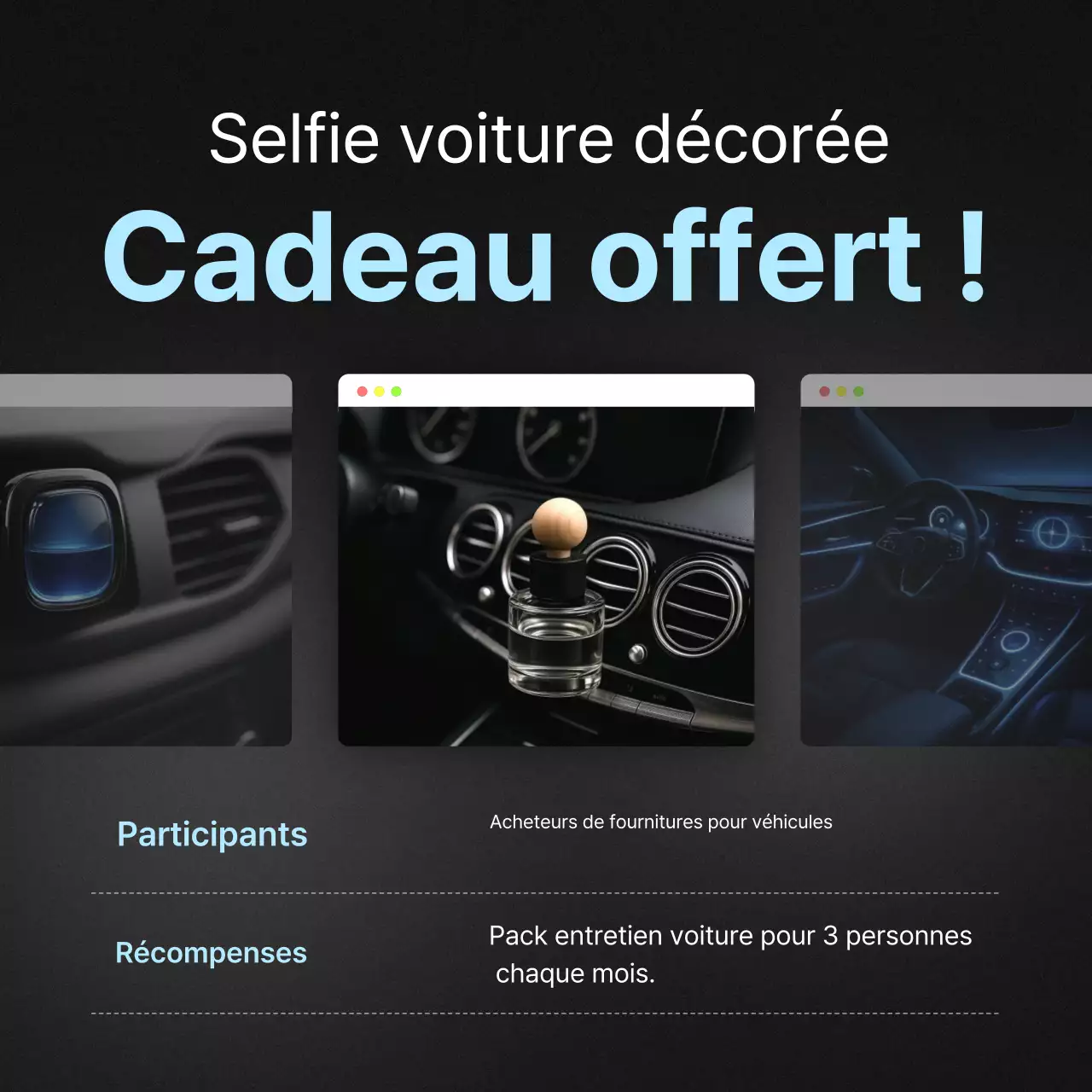 Promotion d'accessoires de voiture modernes noirs
