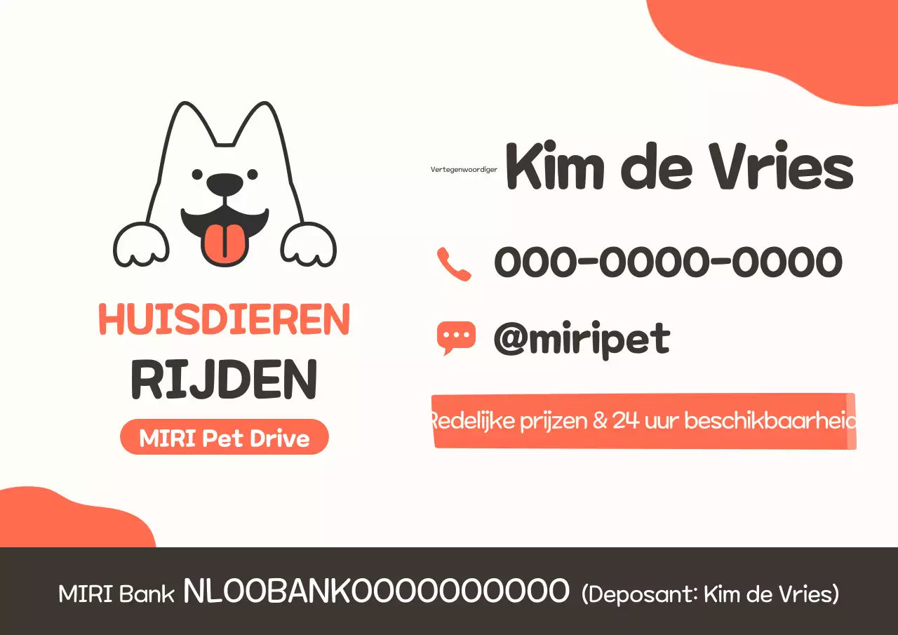 Oranje Eenvoudig Huisdierentaxi Visitekaartje